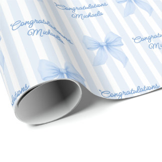 Papier Cadeau Message personnalisé Coquette bleu annonce félicit