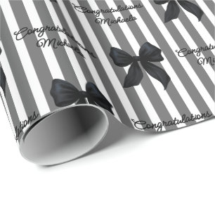 Papier Cadeau Message personnalisé Nœuds Coquette Noirs Félicita