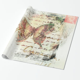 Papier Cadeau Messagerie papillon vintage