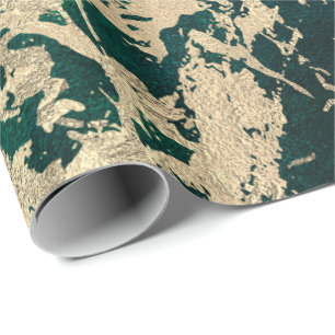 Papier Cadeau Métallique brillant de marbre fondu vert tropical