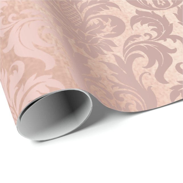 Papier Cadeau Métallurgique rose rose Or Brûler Poche Cuivre Dam (Coin rond)
