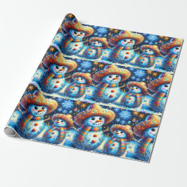 Papier Cadeau Mexicain Art Snowmen Snowman Adresse de retour