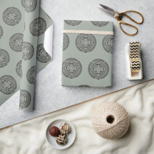 Papier Cadeau Mexicaine Aztec Sun Stone Maya Calendrier 1