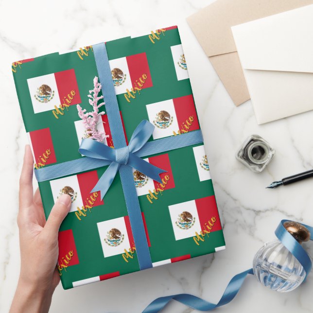 Papier Cadeau Mexique Papier à papier, vert, Drapeau mexicain pa (Cadeaux)