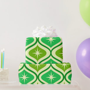 Papier Cadeau Mi-Siècle Débute Atomique Sur L'Ogée Verte