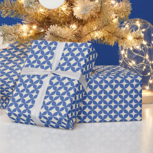 Papier Cadeau Mi-siècle Moderne Français Cobalt Bleu Géométrique