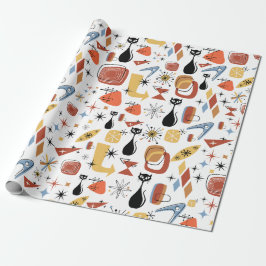 Papier Cadeau Mi-siècle Moderne Rétro Vintage Imprimer Enveloppe
