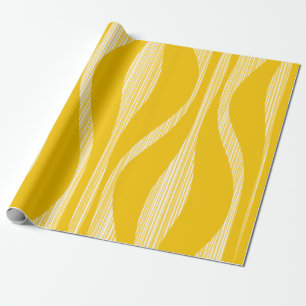 Papier Cadeau Mi-Siècle moderne Salon Motif Jaune