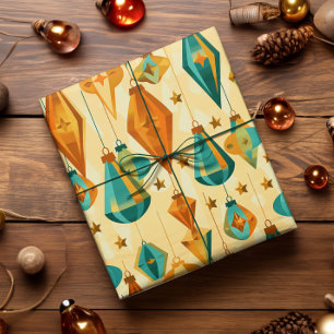 Papier Cadeau Mi-siècle rétro Noël étoile atomique ornement