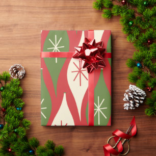 Papier Cadeau Mi-siècle rétro Vintage ornements de Noël envelopp