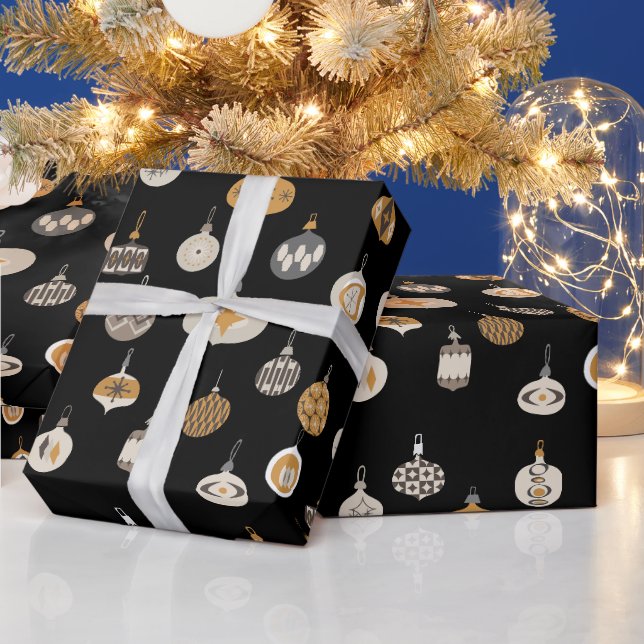 Papier Cadeau Mi-siècle Vintage ornement de Noël atomique (Vacances)