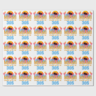 Papier Cadeau Miami tout droit sorti du 305 Vintage Sunset Neon 