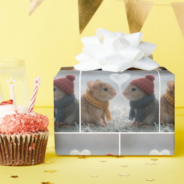 Papier Cadeau Mice With a Frosty Heart (Fête d'anniversaire)