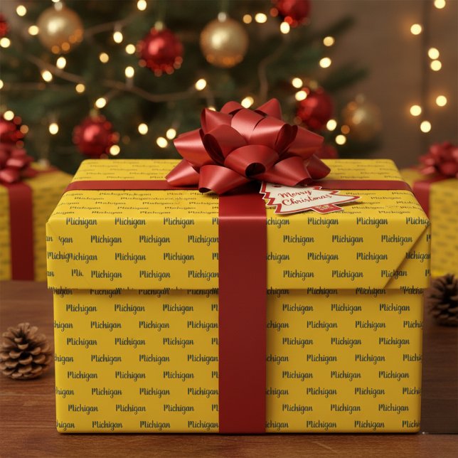 Papier Cadeau Michigan Maïs et papier d'enveloppement bleu (Michigan Maize and Blue Wrapping Paper)