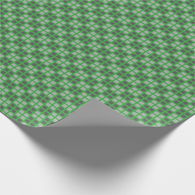 Papier Cadeau Micro À damiers papier à enveloppement vert (Coin)