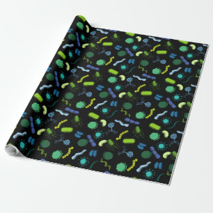 Papier Cadeau Microbiologie - Couleur sur noir