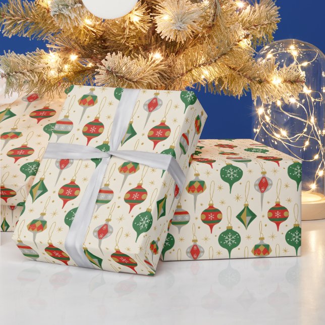 Papier Cadeau Mid-Century Christmas Ornaments (Vacances)