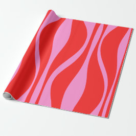 Papier Cadeau Mid Century Modern Lounge Preppy rose et rouge