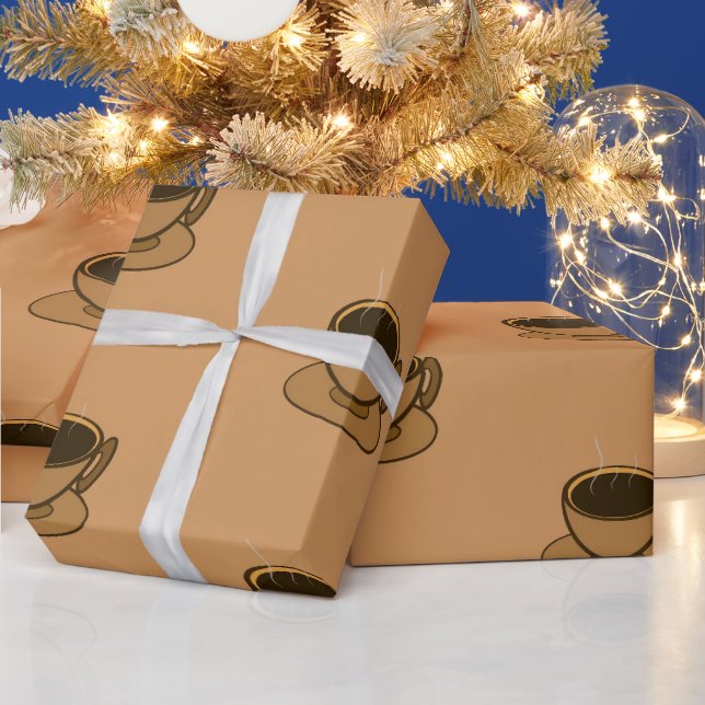 Papier Cadeau Mid Century Moderne Brown Cosy Coffee Cup (Vacances)