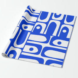 Papier Cadeau Mid Century Moderne Rétro Piquet Royal Blue Motif