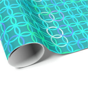 Papier Cadeau Midcentury Modern Circles, turquoise et aqua