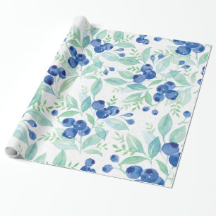 Papier Cadeau Midsummer Rustic Blueberry Berry Motif d'été