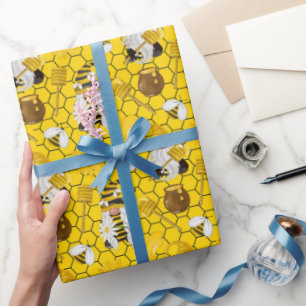 Papier Cadeau Miel Bumble Bee Gnome Motif