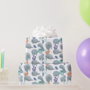Papier Cadeau Mignées Manates Avec Motif Bulles