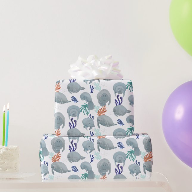 Papier Cadeau Mignées Manates Avec Motif Bulles (Cadeaux de fête)