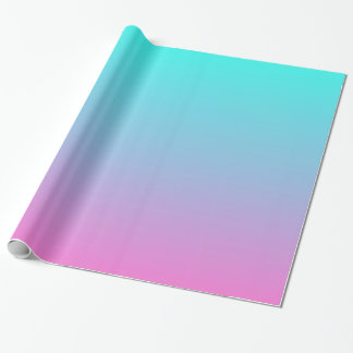 Papier Cadeau mignon caisson ombre sirène rose Fuchsia turquoise
