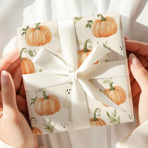 Papier Cadeau Mignon Halloween Citrouille Ghost