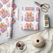 Mignon Kawaii Meilleurs Vœux Renard Nom Pastel Ros