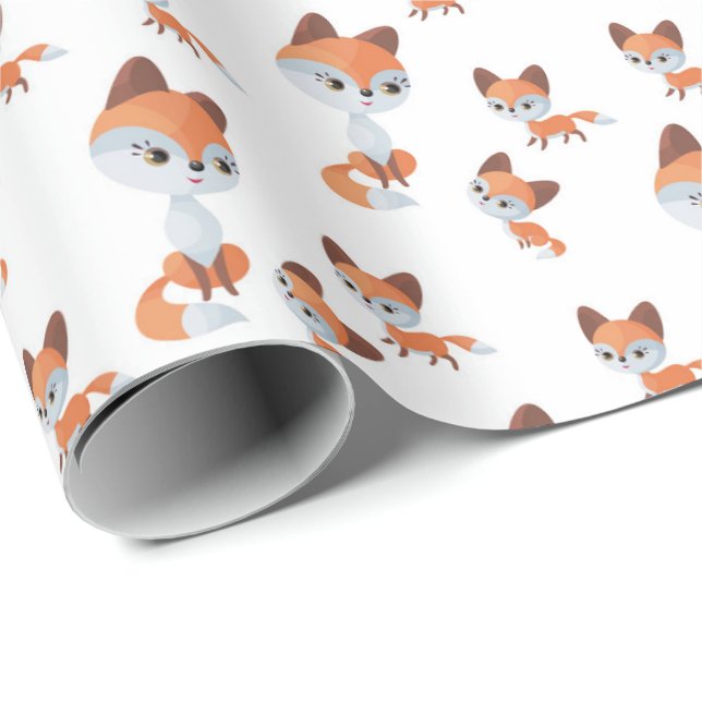 Papier Cadeau mignon maman bébé fox carrelé (Coin rond)