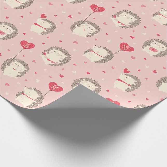 Papier Cadeau Mignonettes de Saint-Valentin aux coeurs roses (Coin)