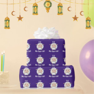 Papier Cadeau Mignonne "Aïd Moubarak" Mouton Drôle Enfants Viole