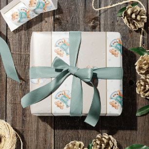 Papier Cadeau Mignonne Aquarelle Tigre Dormir dans la neige Noël