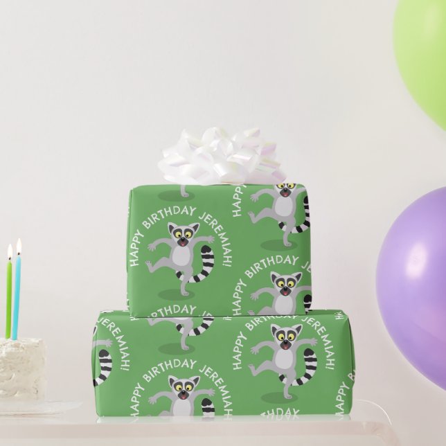 Papier Cadeau Mignonne bague de la queue lemur personnalisées de (Cadeaux de fête)