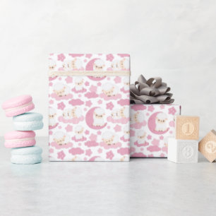 Papier Cadeau mignonne bébé filles douche agneau