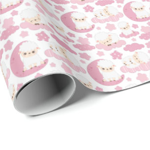 Papier Cadeau mignonne bébé filles douche agneau