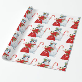 Papier Cadeau Mignonne bonhomme de neige de Noël