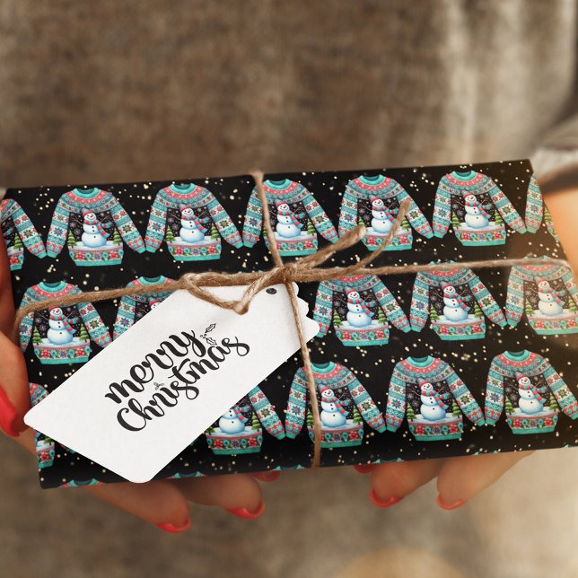 Papier Cadeau Mignonne bonhomme de neige sur laide pull de Noël (Créateur téléchargé)