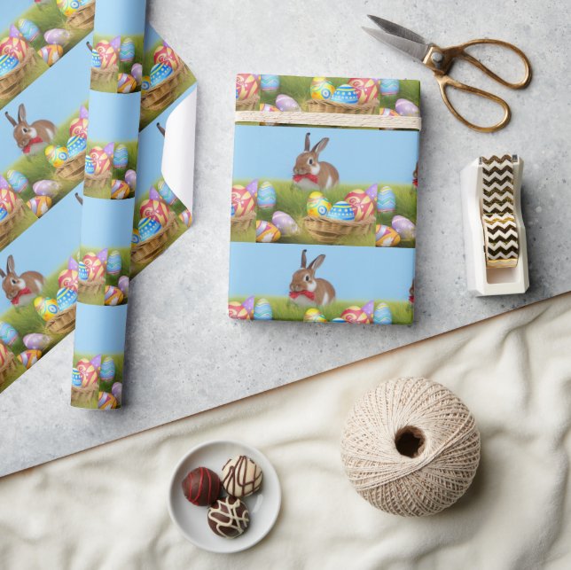 Papier Cadeau Mignonne Bunnyfor Pâques pour une humeur positive (Artisanat)