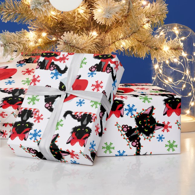 Papier Cadeau Mignonne Chat Grumpy Christmas (Vacances)