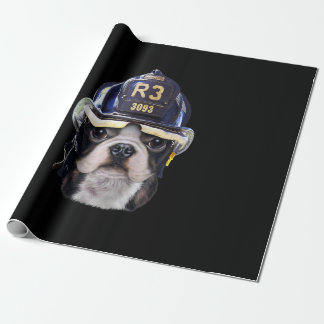 Papier Cadeau Mignonne Chien de taureau français portant un casq