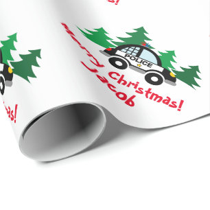 Papier Cadeau Mignonne enfant de Noël de Noël voiture de police