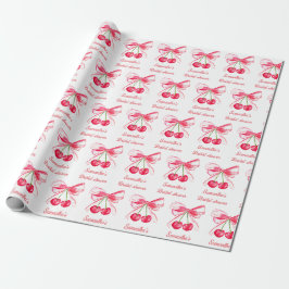 Papier Cadeau Mignonne Fard Rose Ruban Cerise Féminin Mariage