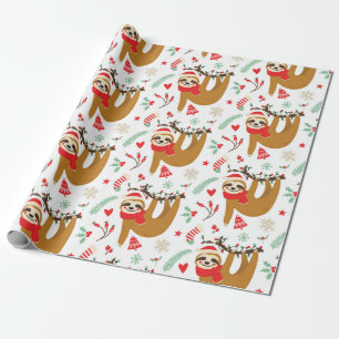 Papier Cadeau Mignonne fente de Noël avec chapeau de Père Noël