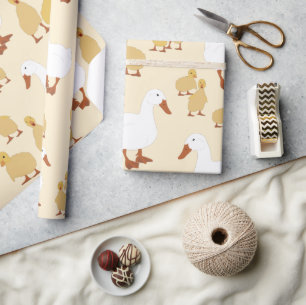 Papier Cadeau Mignonne Mère Canard & Bébé Motif de canard
