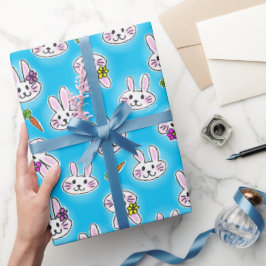 Papier Cadeau Mignonne Motif lapin de Pâques