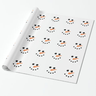 Papier Cadeau Mignonne Noël Snowman Face Vacances hiver Noël
